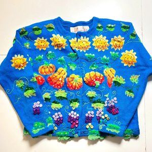 1990s Y2K VINTAGE Embellished Fruit Sequin Embroidery Size Small Jane's Closet